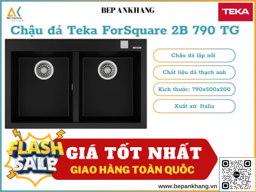 Chậu rửa Teka ForSquare 2B 790 TG Black - Chất liệu đá Thạch Anh - Xuất xứ Italia